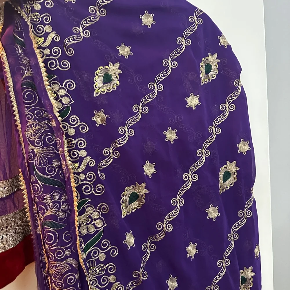 Ethnic Indian Wear Purple and Red Maxi Dress - Picture 11 of 15